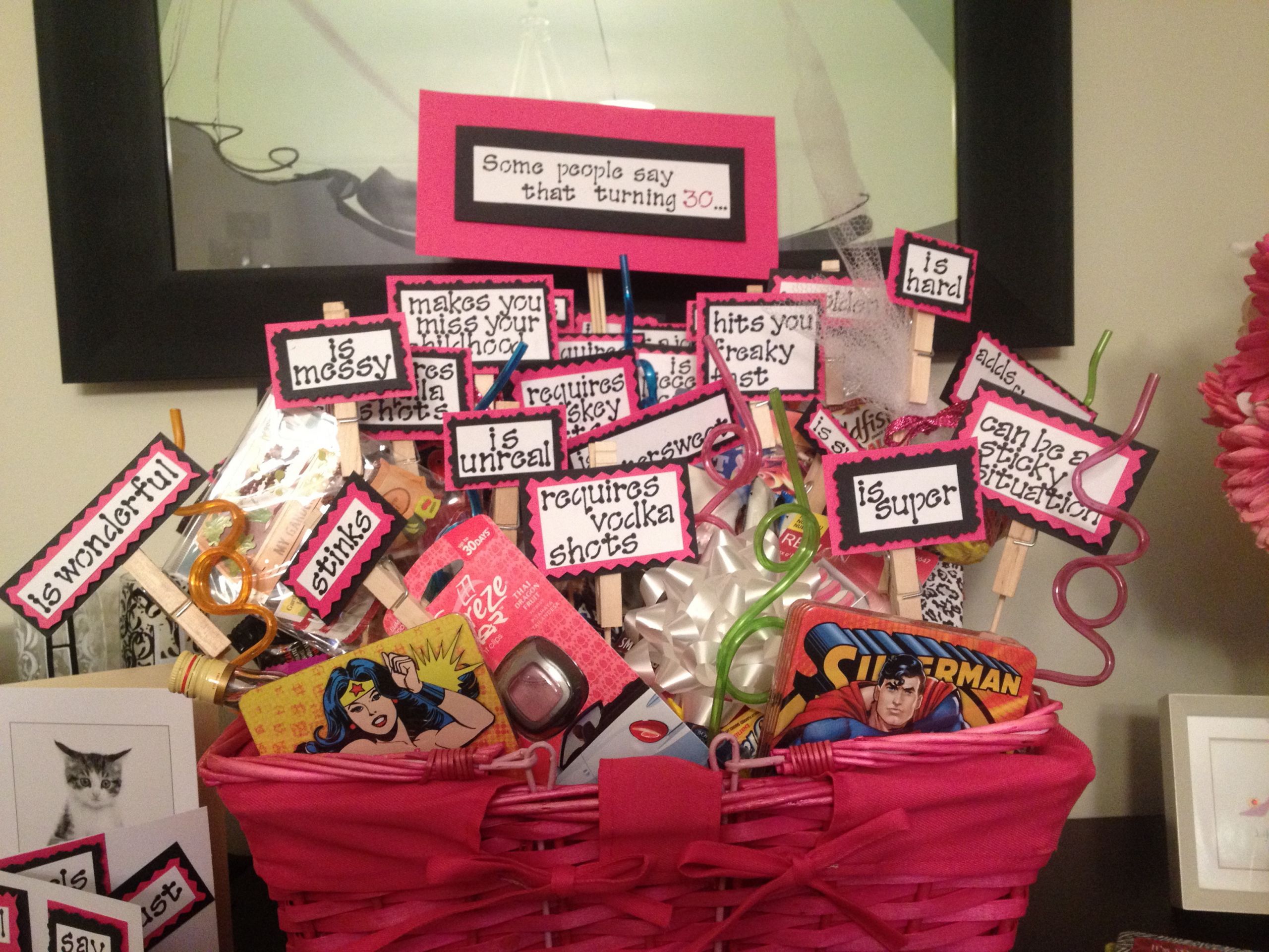 Gift Basket Ideas For Best Friend
 Turning 30 Birthday Basket – Dispatches from the Castle