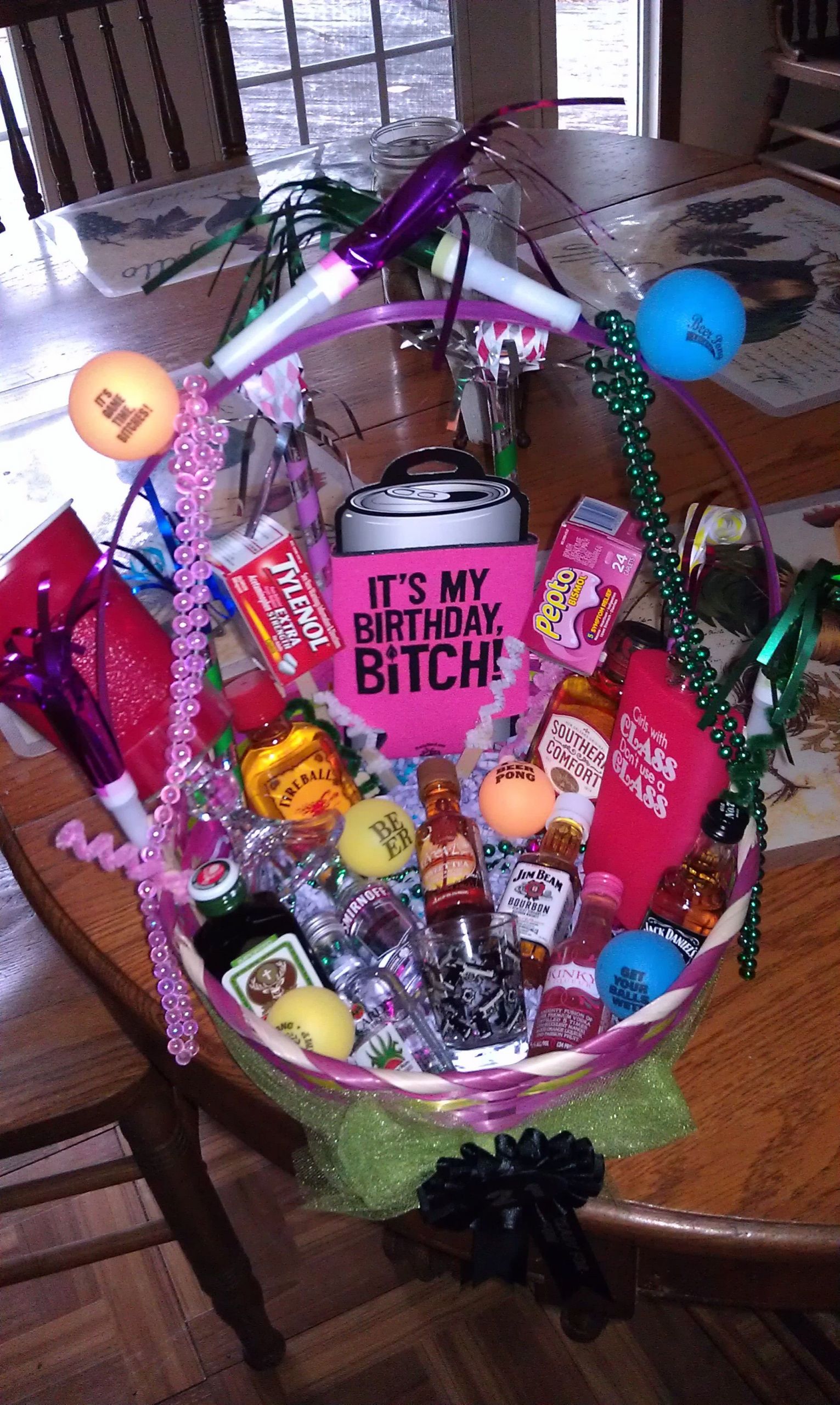 Gift Basket Ideas For Birthdays
 21st birthday basket I want this I love it SOMEONE MAKE