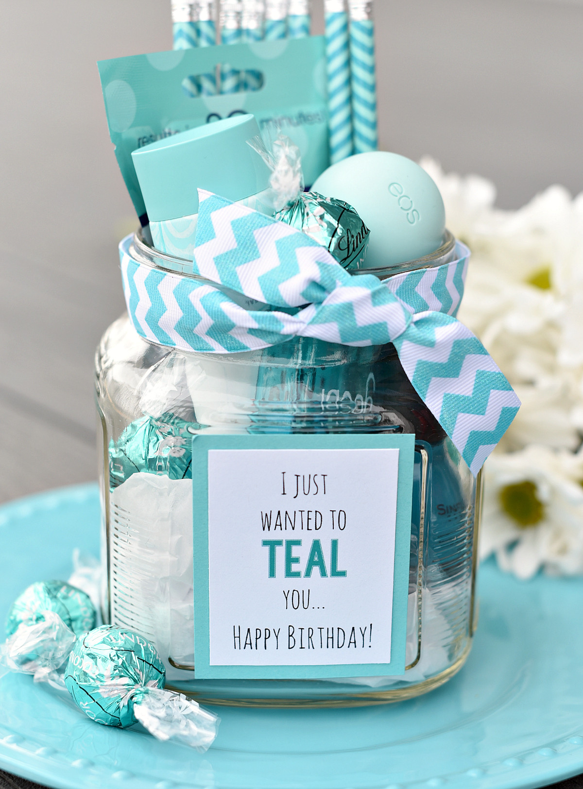 Gift Basket Ideas For Birthdays
 Teal Birthday Gift Idea for Friends – Fun Squared