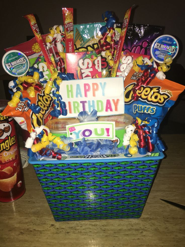 Gift Basket Ideas For Him
 Birthday t for him I used decorative tape for the