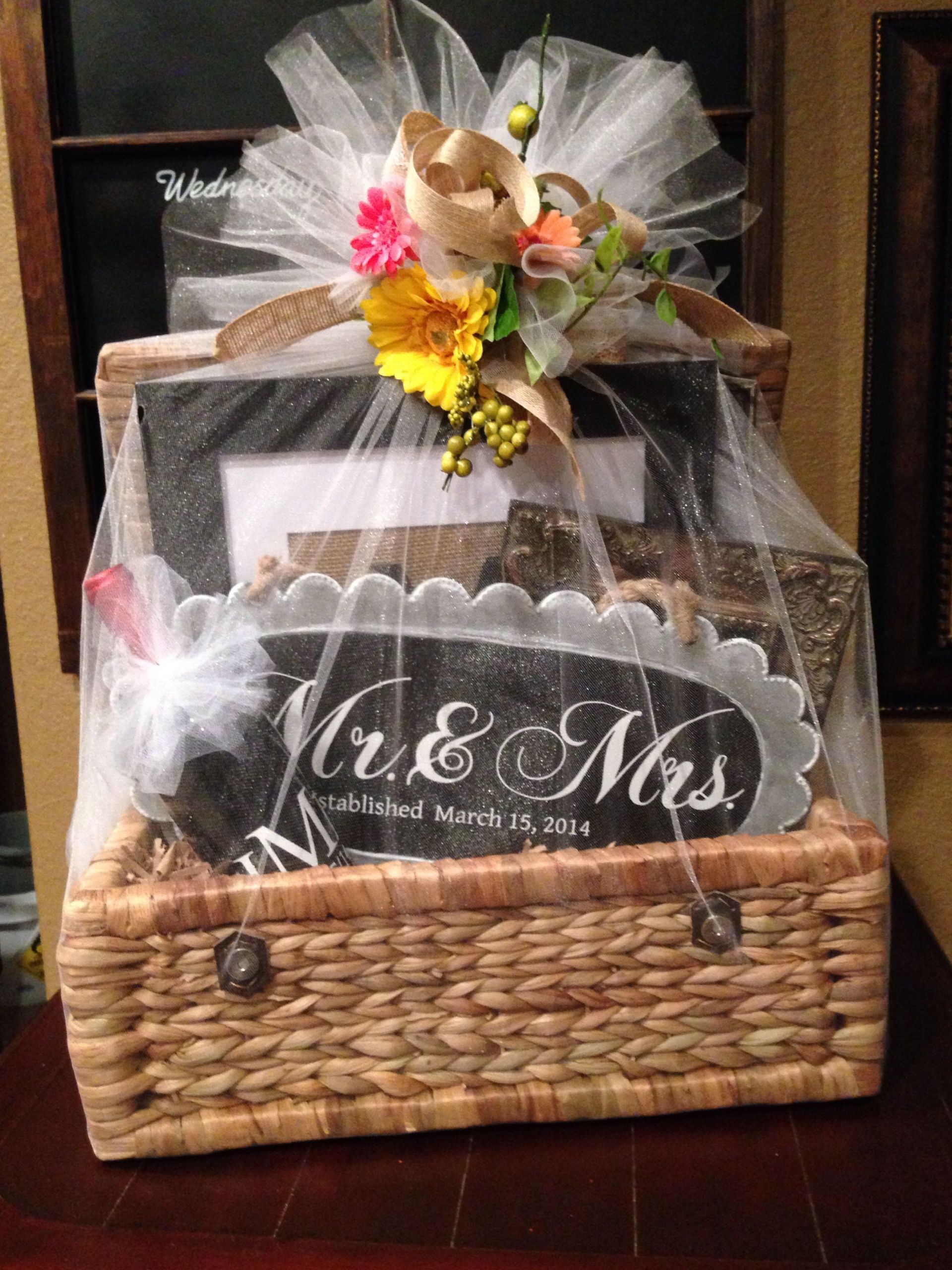 Gift Basket Wrapping Ideas
 Wedding t basket filed with personalized ts made