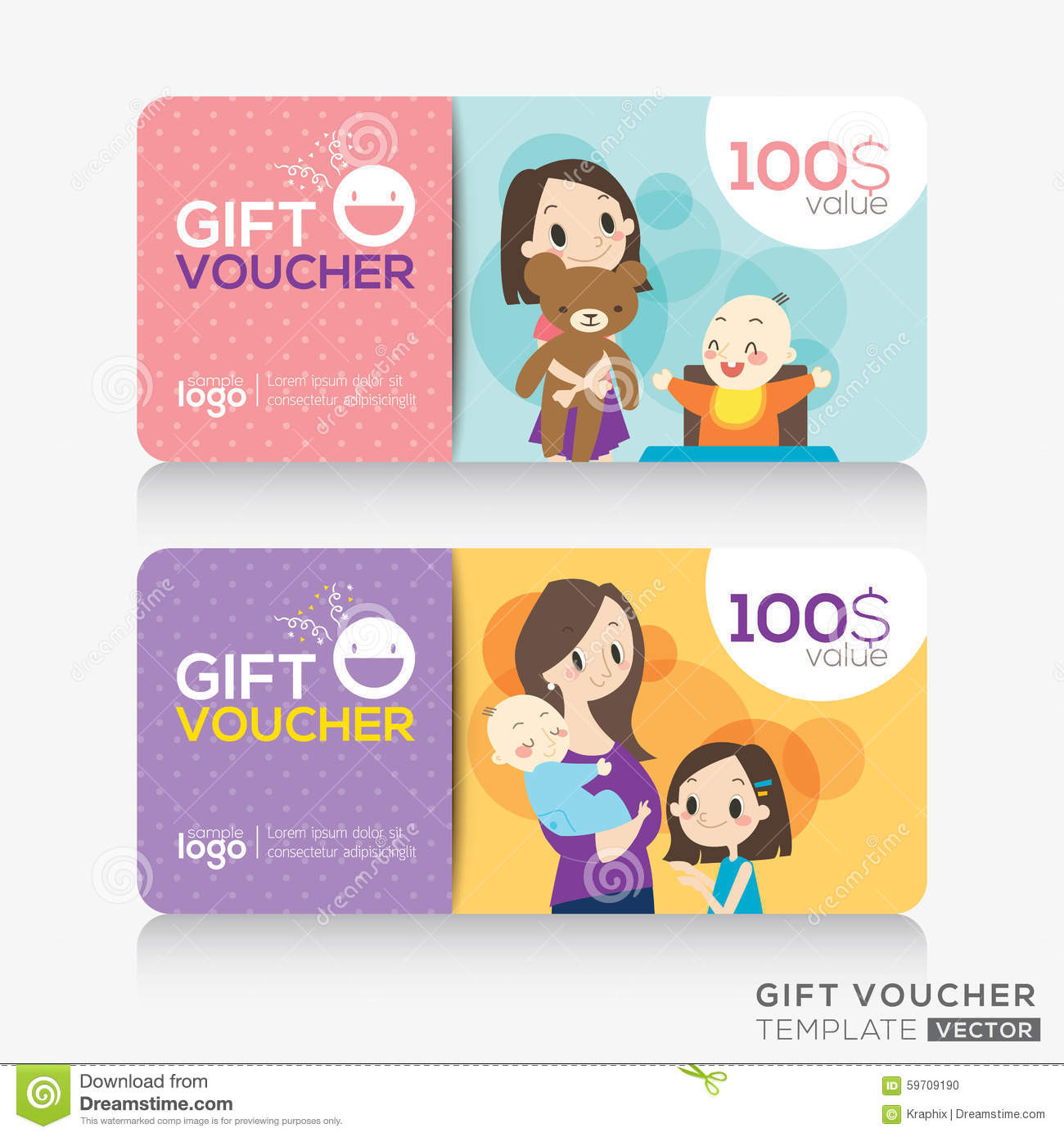 Gift Card For Child
 Kids Store Coupon Voucher Gift Card Design Template