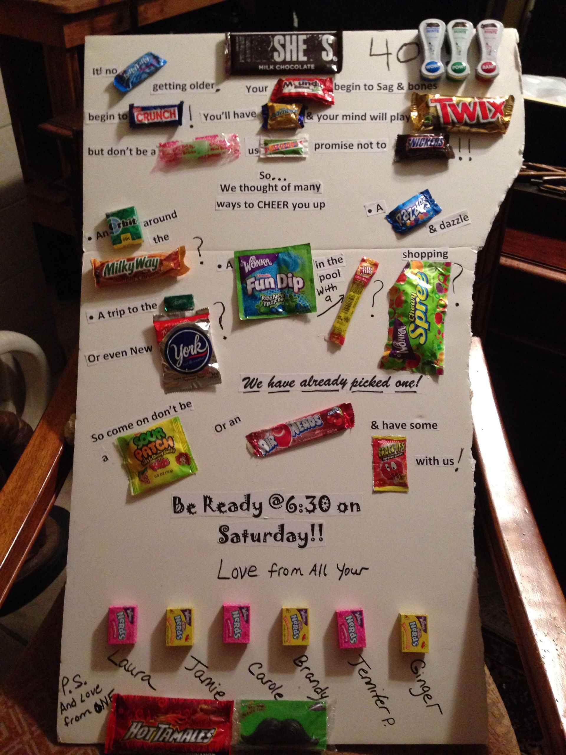 Gift Ideas For 40th Birthday
 Candy bar sayings Friends 40th birthday