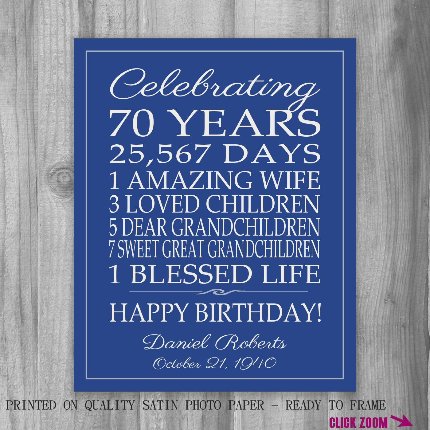 Gift Ideas For 70Th Birthday
 70th BIRTHDAY GIFT Birthday Sign Personalized Gift for Dad