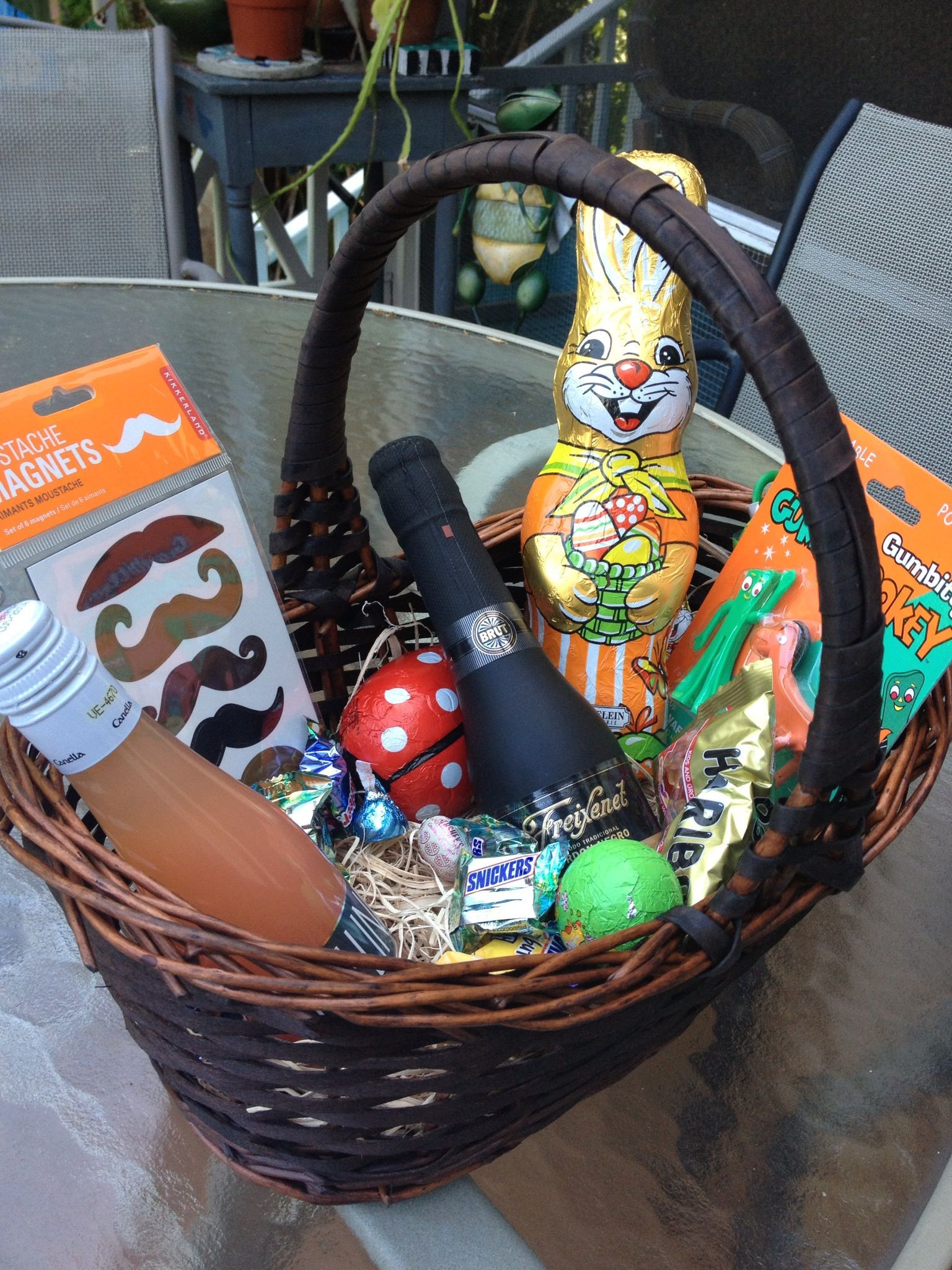 Gift Ideas For Easter Baskets
 An adult Easter basket pletely with champagne splits