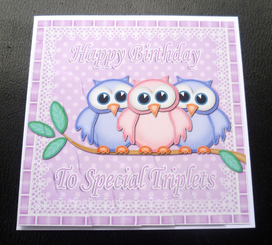 Girl Birthday Cards
 Special Triplets Owls Birthday Card boys girls 2 boys