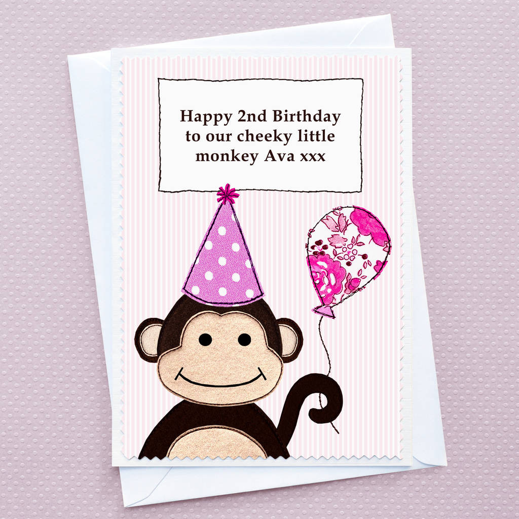 Girl Birthday Cards
 monkey Personalised Girls Birthday Card By Jenny Arnott