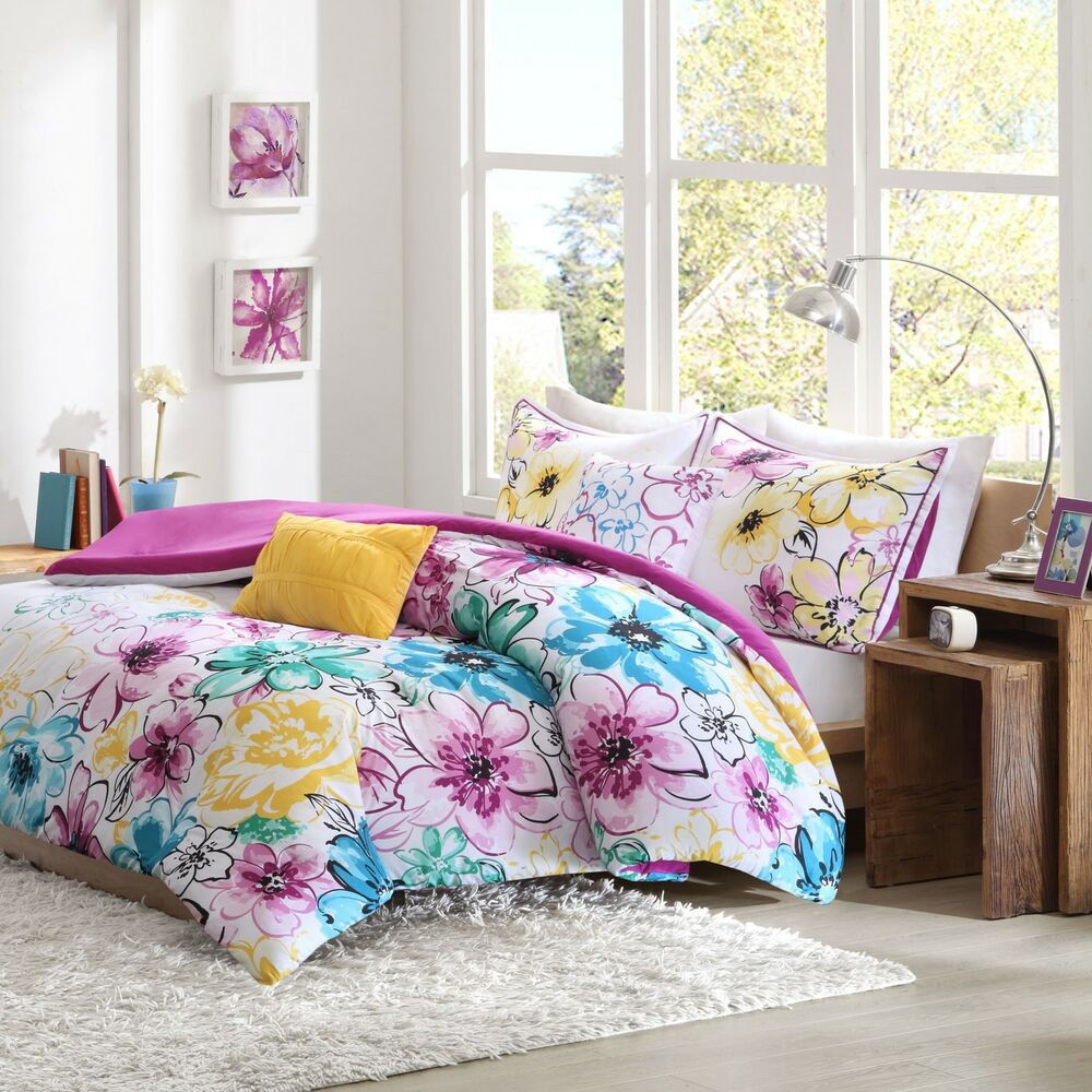 Girl Twin Bedroom Sets
 Floral forter Set Twin Bed Flowers Girls Pink Bedding