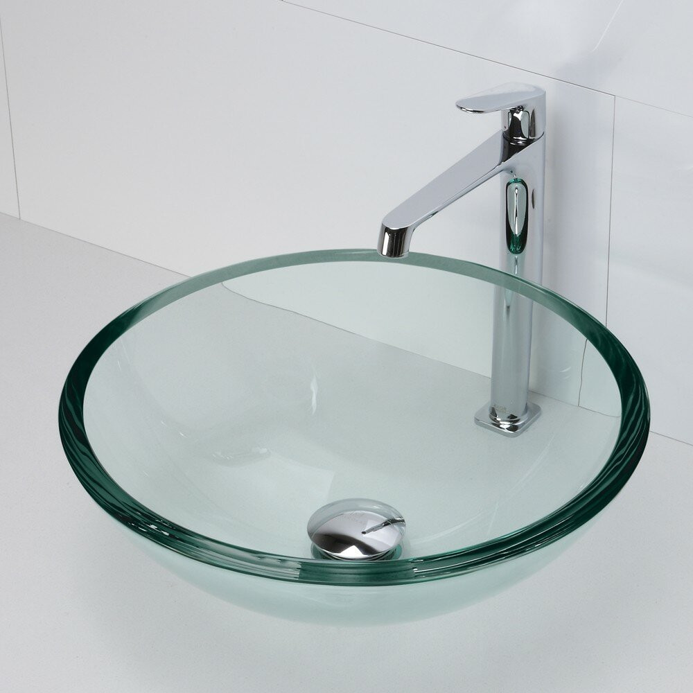 Glass Undermount Bathroom Sinks
 DECOLAV Translucence Round 12mm Glass Undermount Bathroom