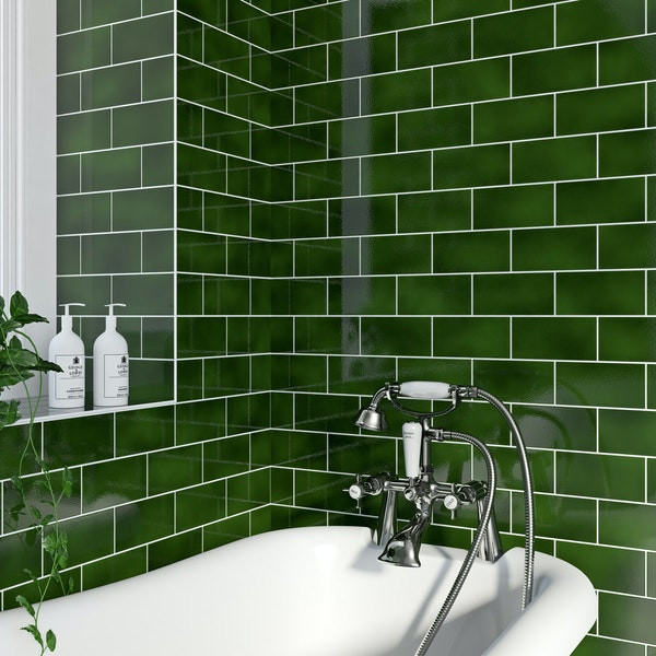 Glaze Bathroom Tiles
 VA puddle glaze racing green plain field 152mm x 76mm