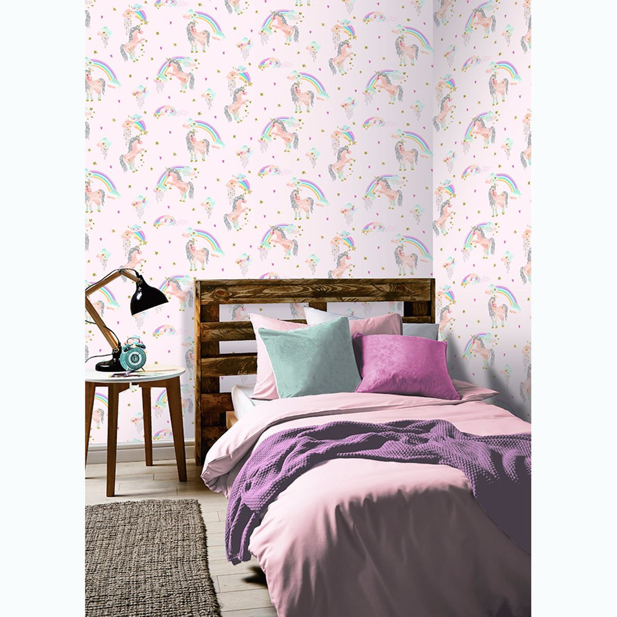 Glitter Wallpaper For Bedroom
 GIRLS WALLPAPER BEDROOM DECOR GLITTER UNICORNS HEARTS