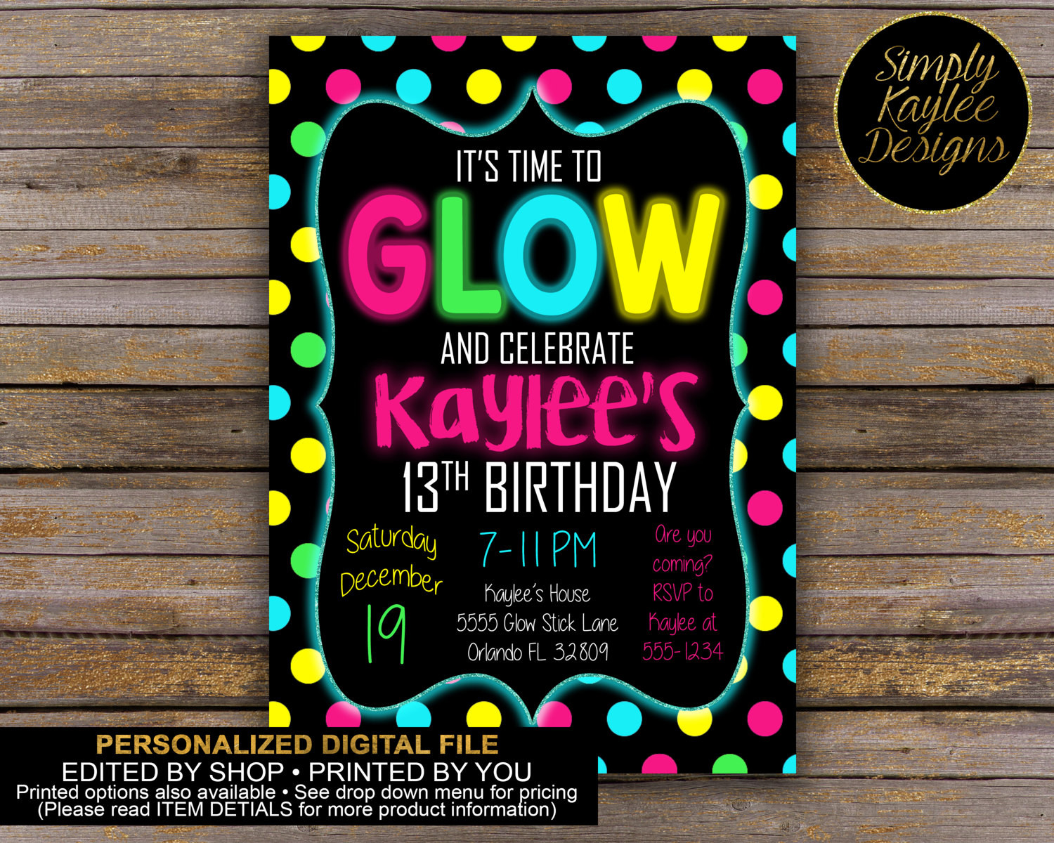 Glow In The Dark Birthday Party Invitations
 Glow Birthday Party Invitation Glow in the Dark Birthday