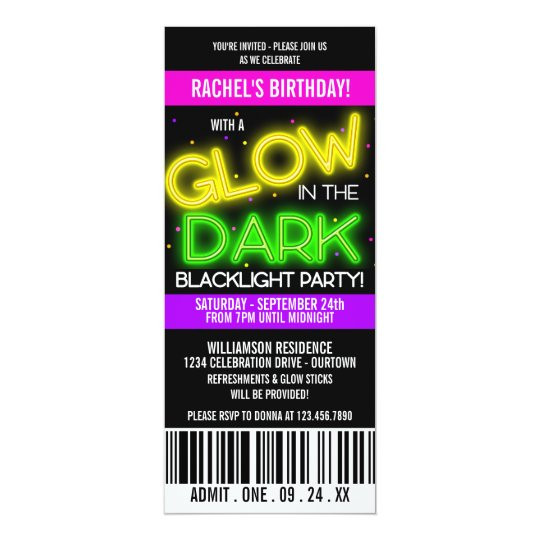 Glow In The Dark Birthday Party Invitations
 Glow in the Dark Birthday Party Invitation