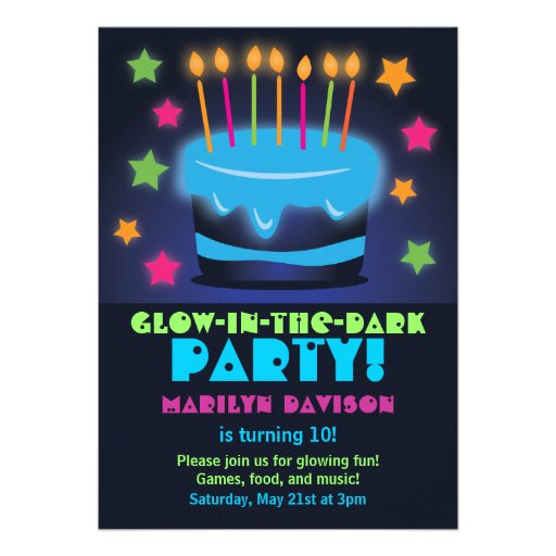 Glow In The Dark Birthday Party Invitations
 Invitations for Birthday Glow in the Dark Party 5" X 7