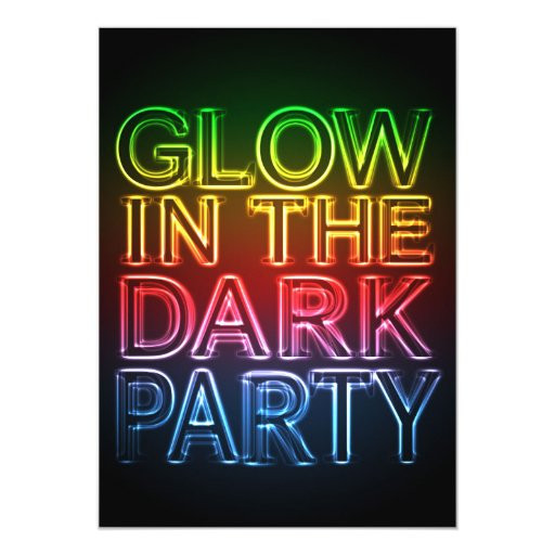 Glow In The Dark Birthday Party Invitations
 GLOW PARTY Glow in the Dark Birthday Party 5x7 Paper