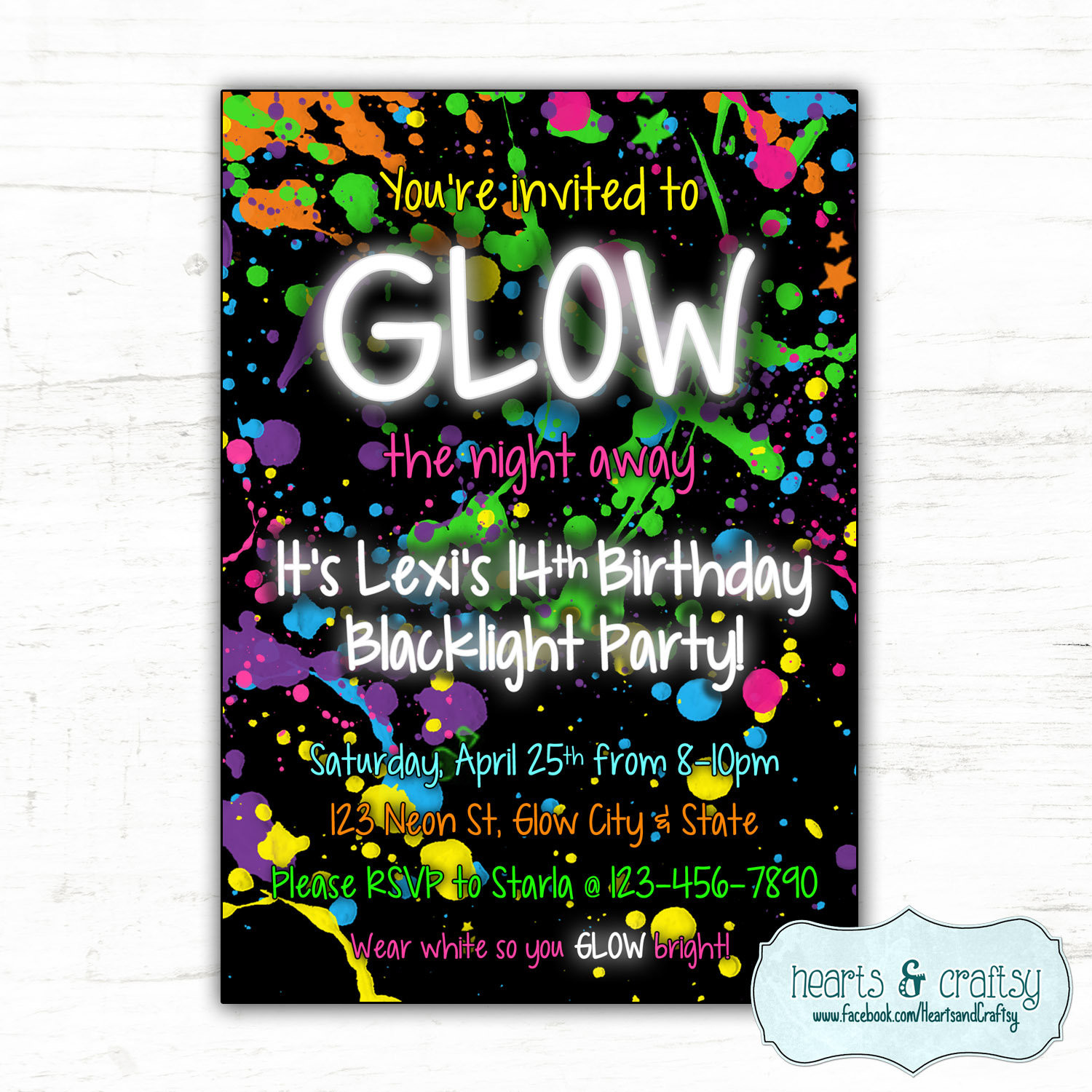 Glow In The Dark Birthday Party Invitations
 Glow In The Dark Party Invitation Neon Birthday