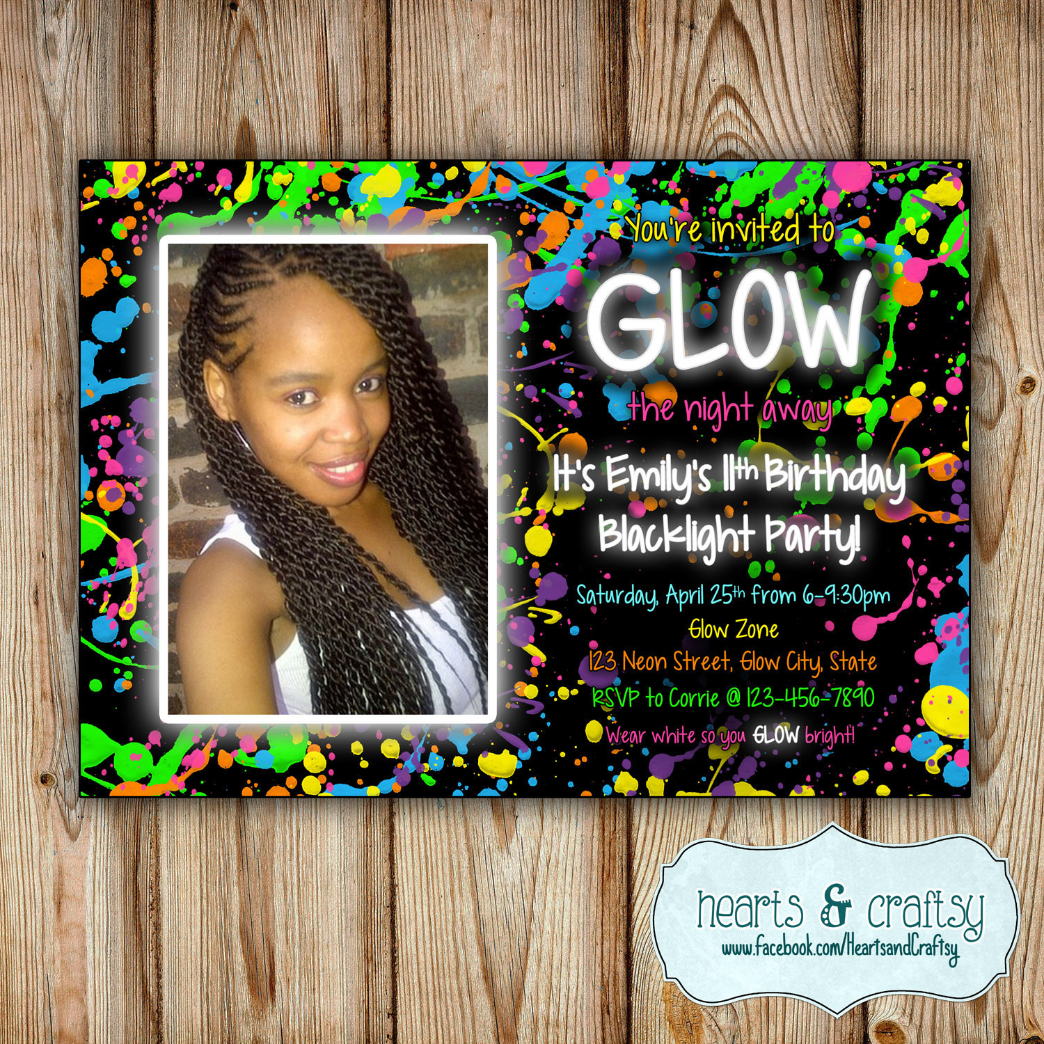 Glow In The Dark Birthday Party Invitations
 Glow In The Dark Party Invitation Neon Birthday Invitation