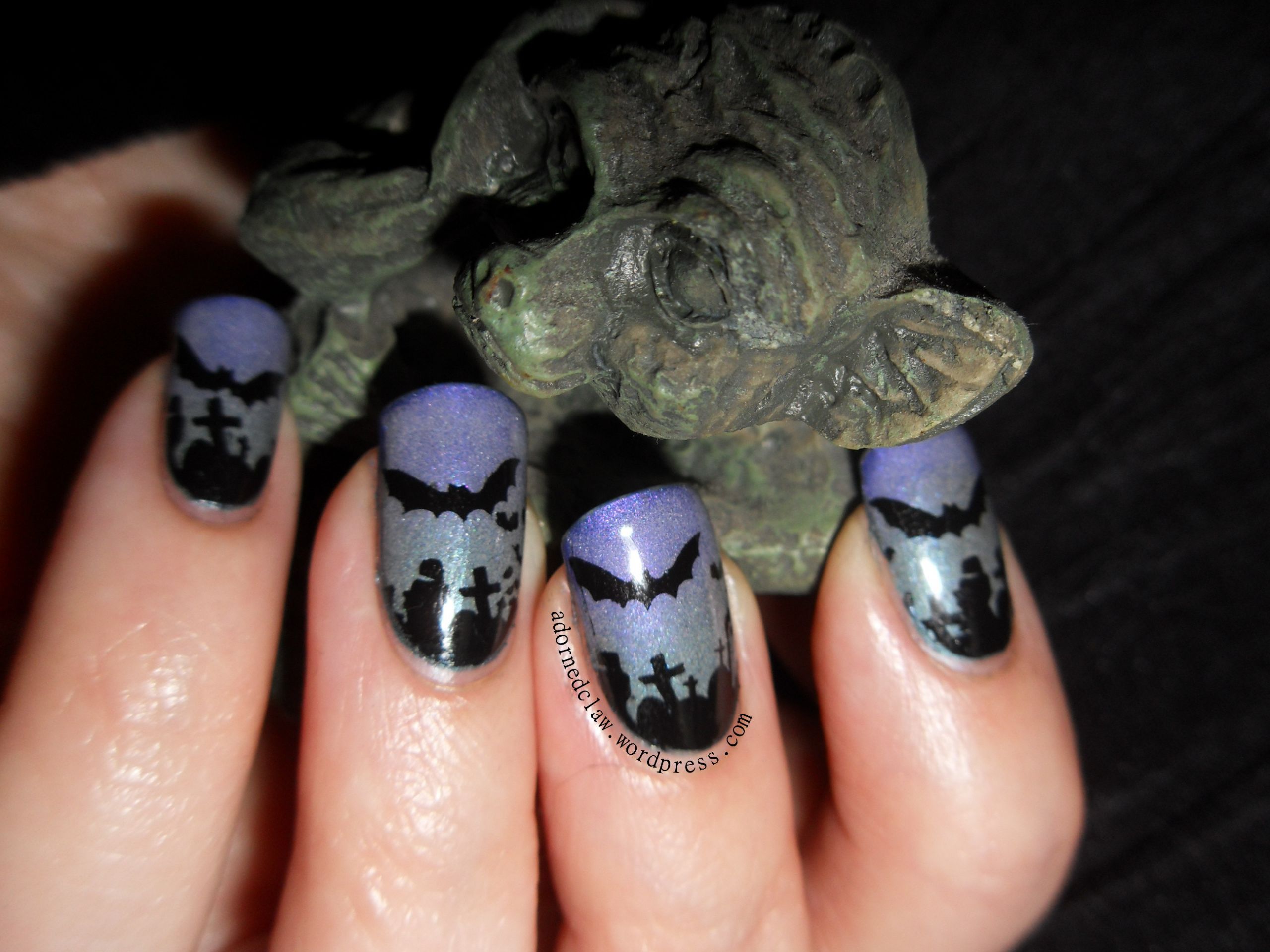 Glow In The Dark Nail Art
 Glow In The Dark Halloween Spooky Bat Nail Art