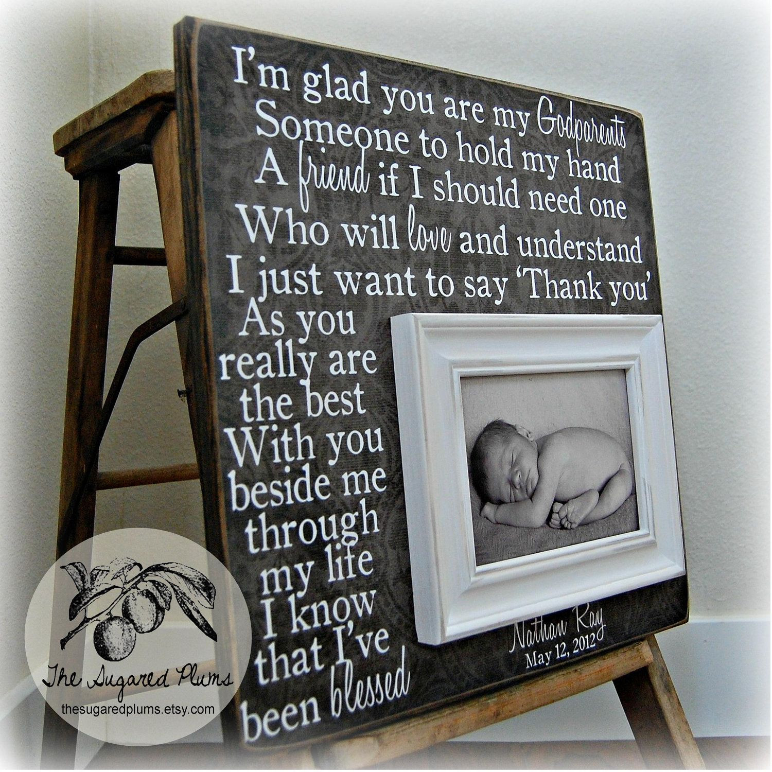 Godfather Gift Ideas
 Baptism Gifts for Godparents Picture Frame Christening