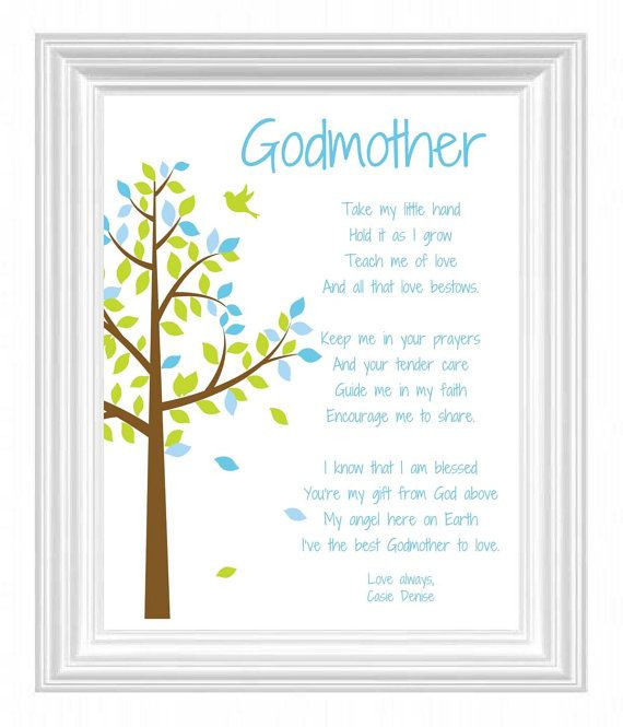 Godmother Gift Ideas
 GODMOTHER Gift Personalized Godmother Print by