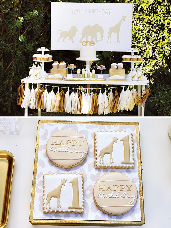 Golden Birthday Party Ideas
 Stylish Golden Safari First Birthday Party Hostess with
