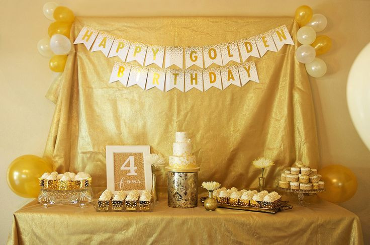 Golden Birthday Party Ideas
 Golden Birthday Dessert Table by Beverly s Bakery