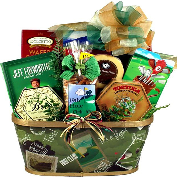 Golf Basket Gift Ideas
 A Round of Golf Gift Basket for Golfers