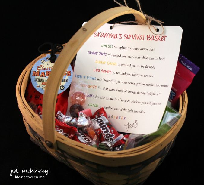 Grandma Baby Shower Gift Ideas
 Grandmas Survival Basket t for Grandparent Shower Gift