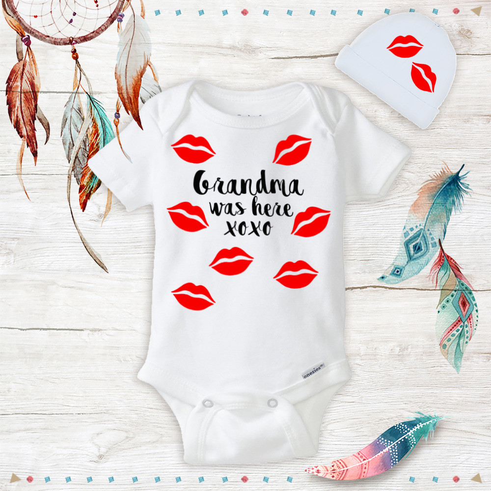 Grandma Baby Shower Gift Ideas
 Grandma was here kisses onesie set Baby Shower Gift Ideas