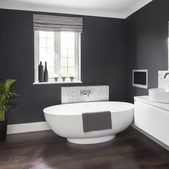 Gray Bathroom Walls
 Makeover Glamorous grey bathroom