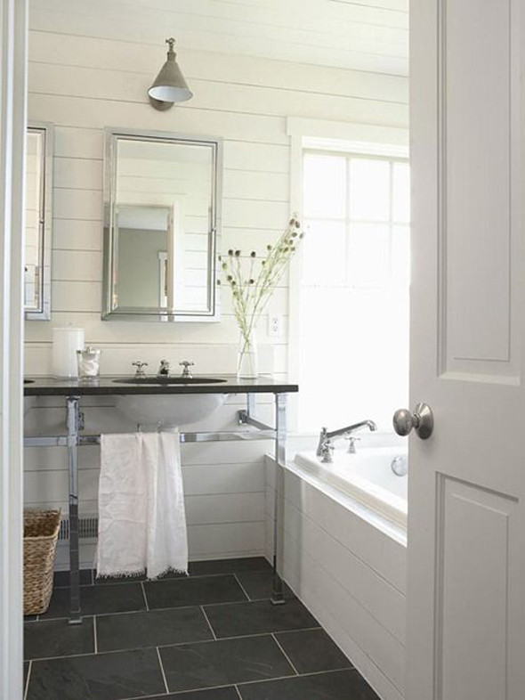 Gray Bathroom Walls
 The White Plank Wall Trend