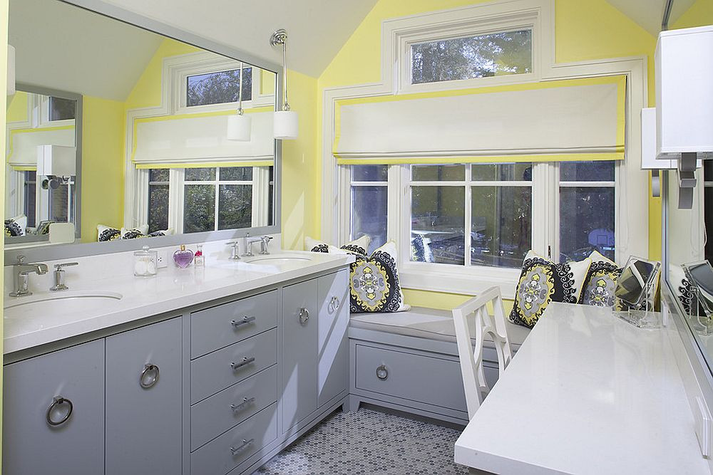 Gray Bathroom Walls
 Trendy and Refreshing Gray and Yellow Bathrooms That Delight