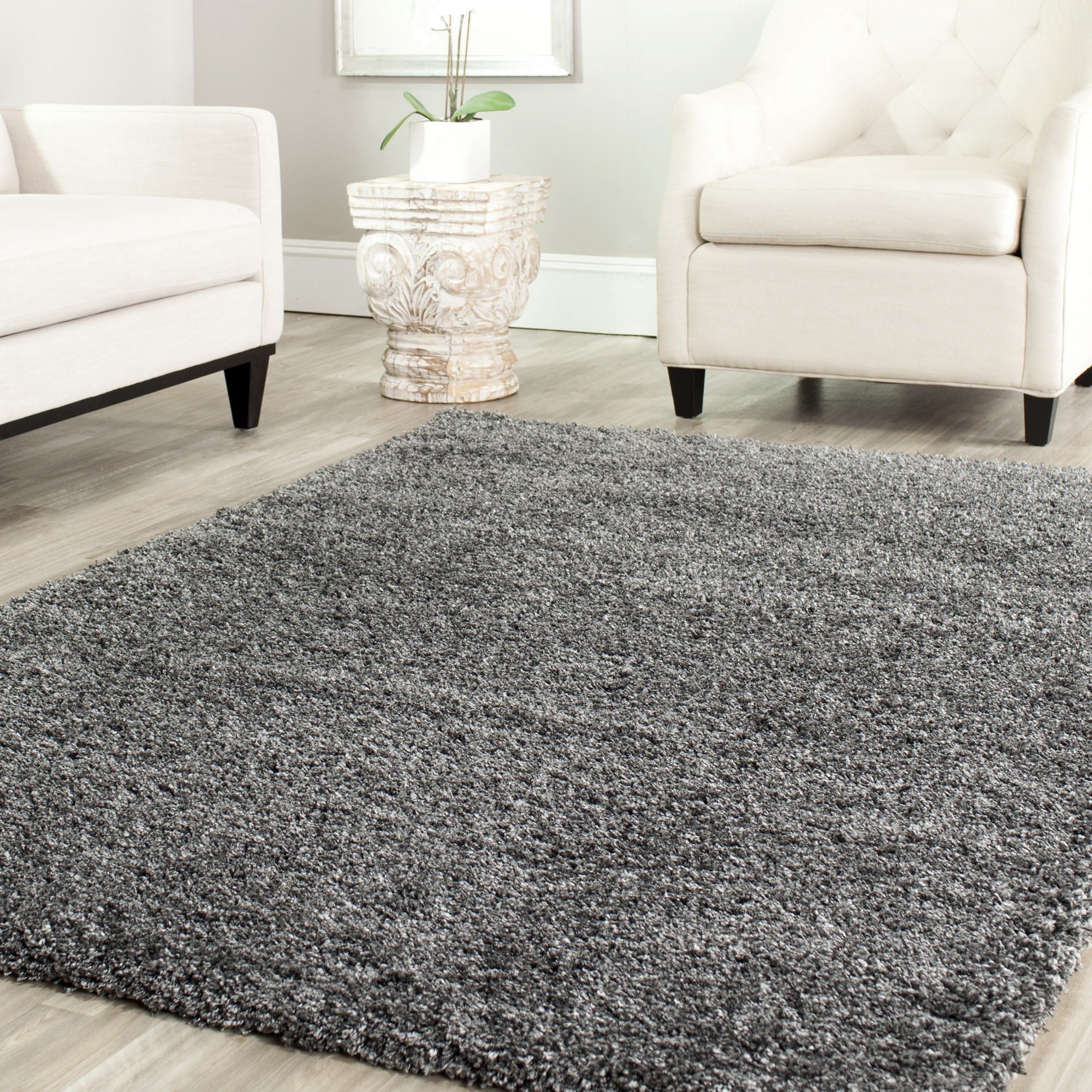 Gray Living Room Rugs
 Power Loomed Solid DARK GREY Shag Area Rug 8 x 10