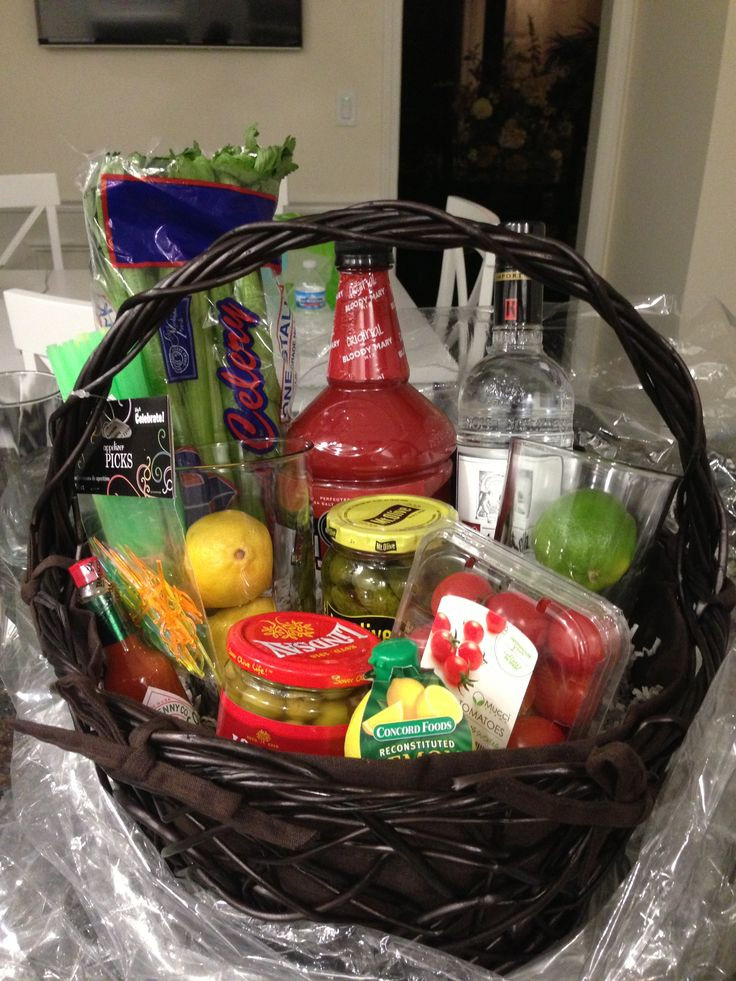 Great Ideas For Gift Baskets
 Bloody Mary basket I made for a friend s 21st birthday