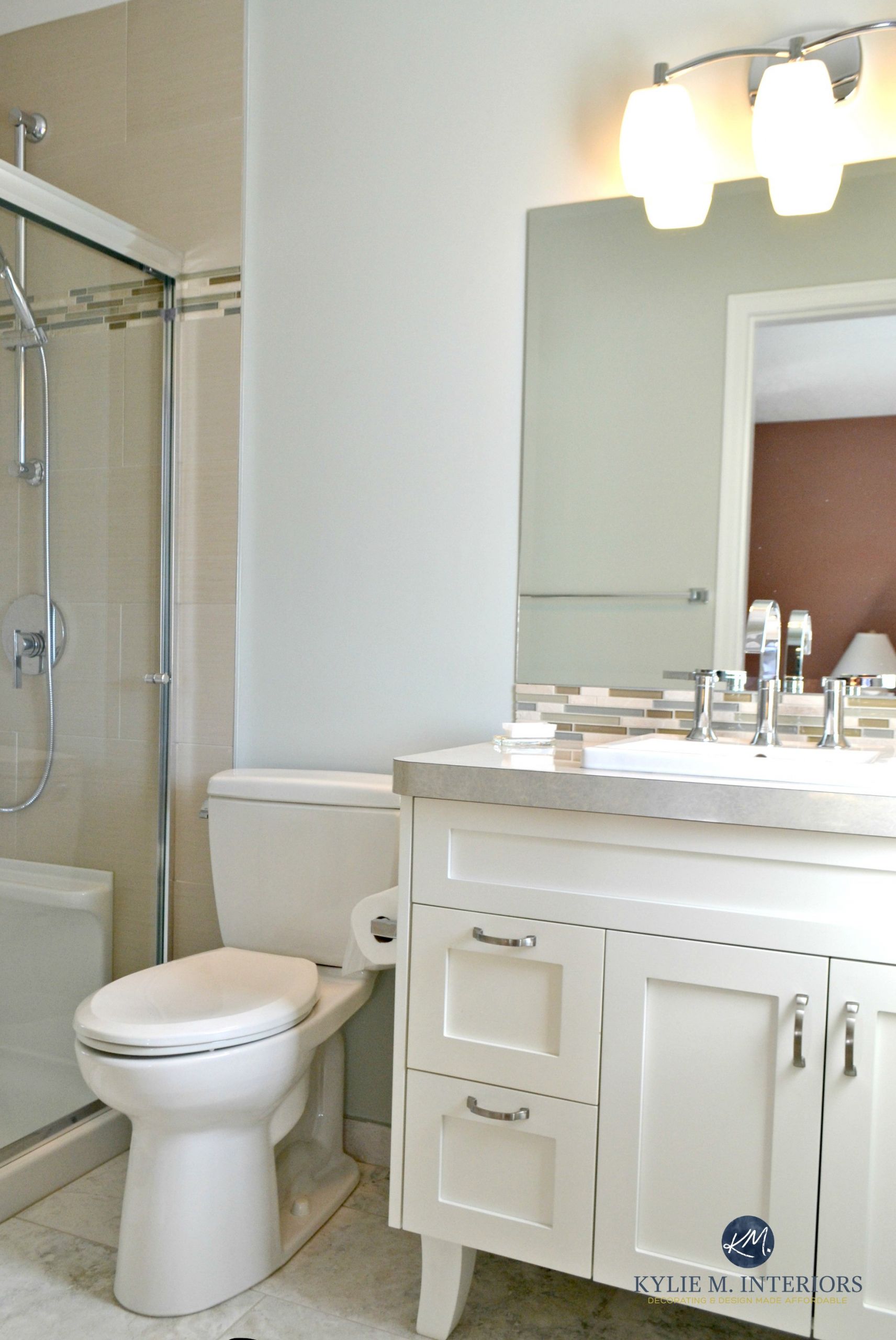 Green Bathroom Paint
 Benjamin Moore Gray Cashmere helps this small bathroom