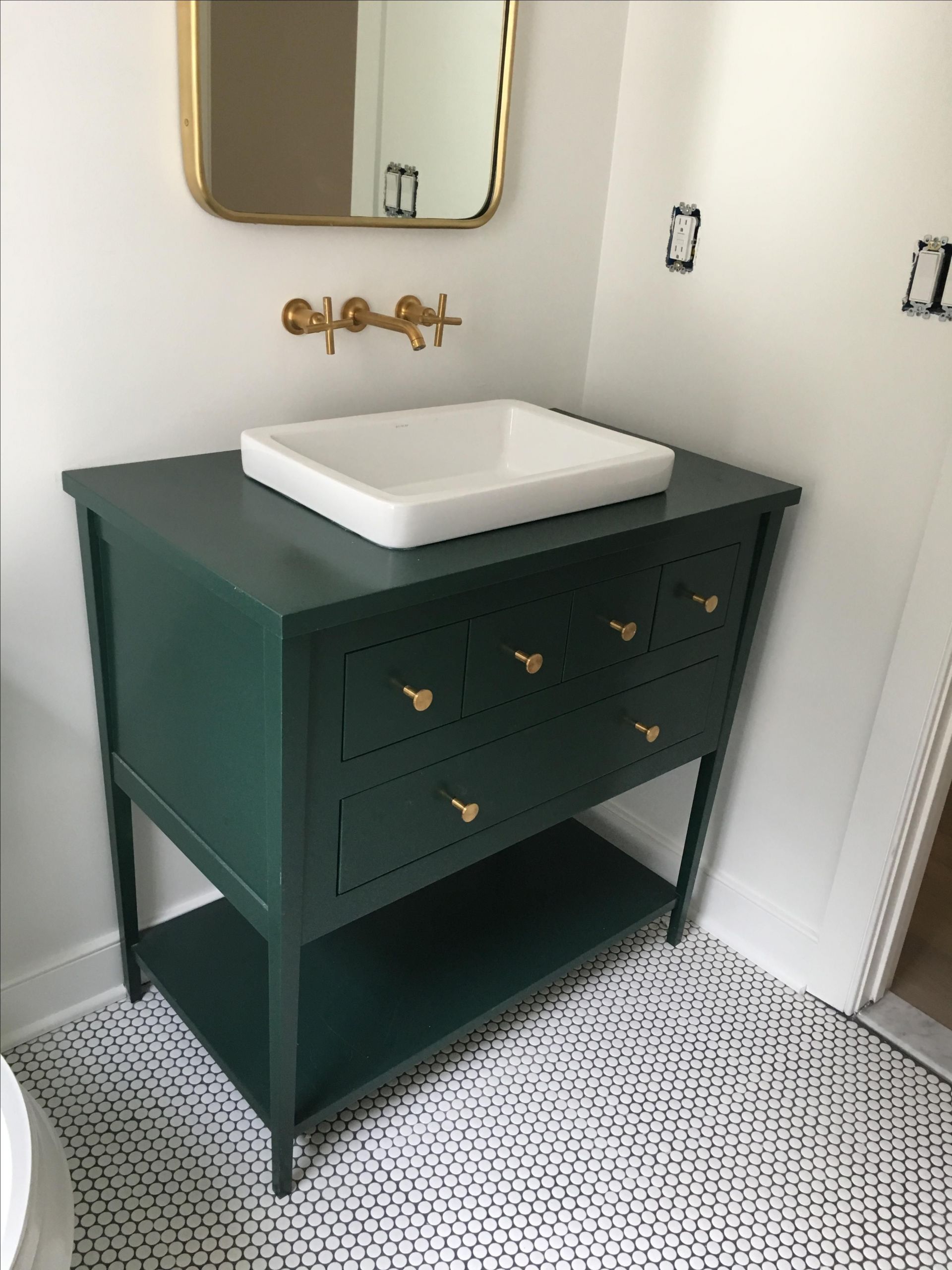 Green Bathroom Vanity
 Handmade Hunter Green Vanity by Bear Mountain Woodworking