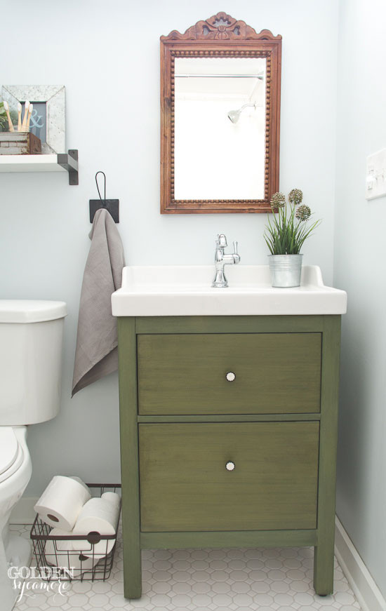Green Bathroom Vanity
 Guest Bathroom Reveal The Golden Sycamore