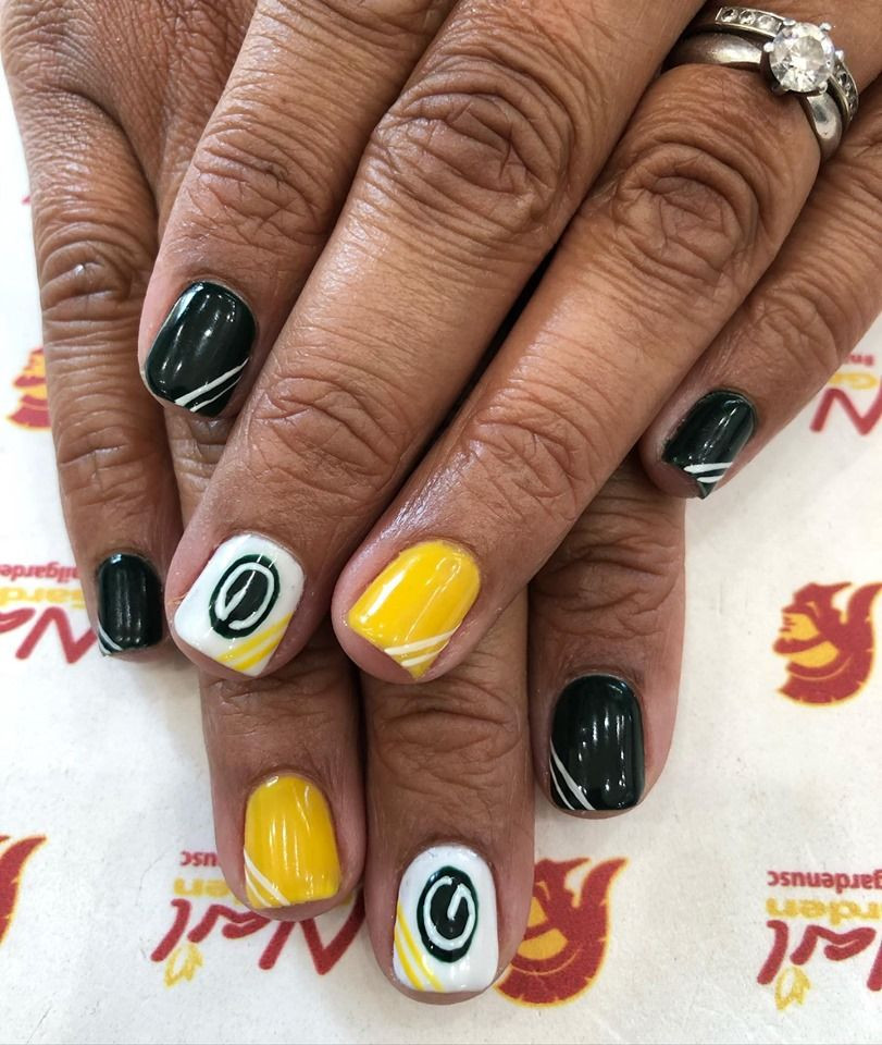 Green Bay Packers Nail Designs
 Gel mani w Green Bay Packers nails art Nails by Van