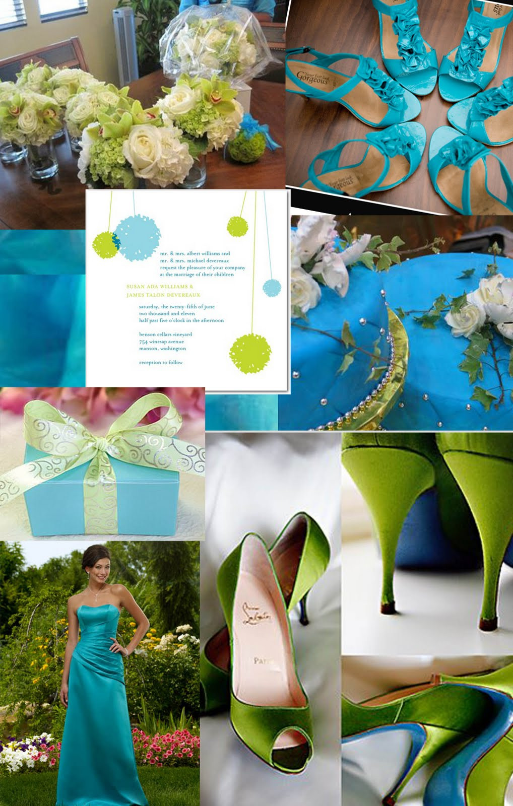 Green Wedding Colors
 Weddingzilla Blue Green Turquoise Wedding Inspiration Board