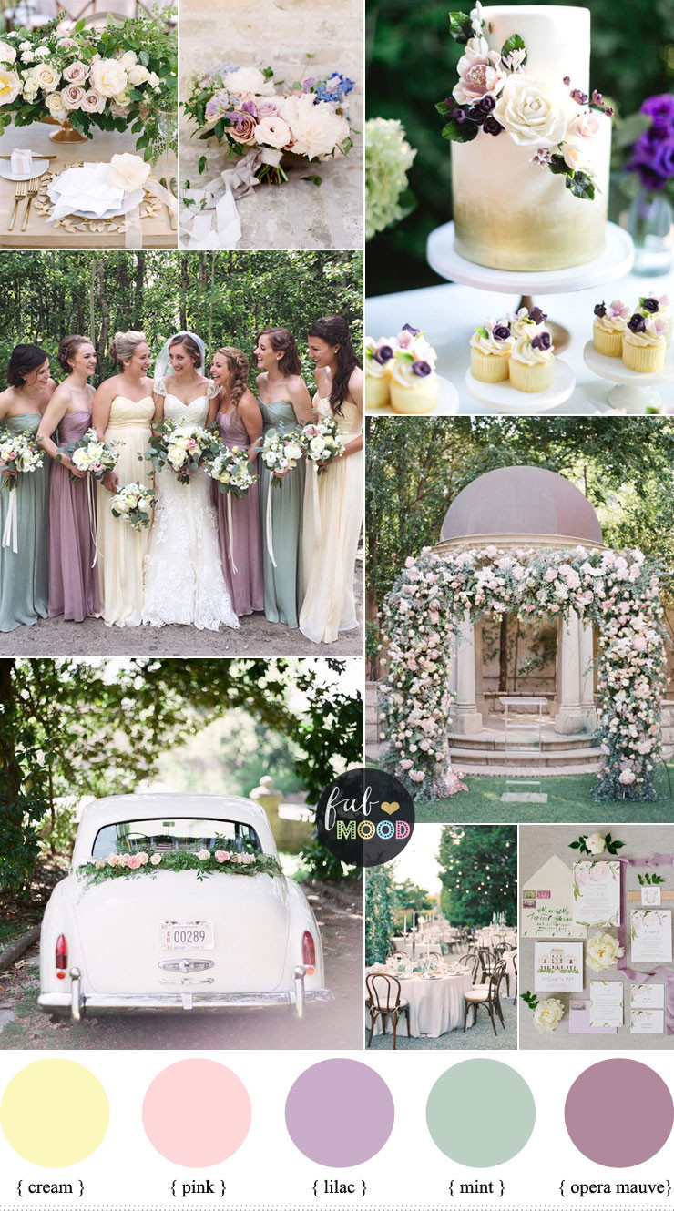 Green Wedding Colors
 Pastel Wedding Colour Palette Cream Lilac mauve mint