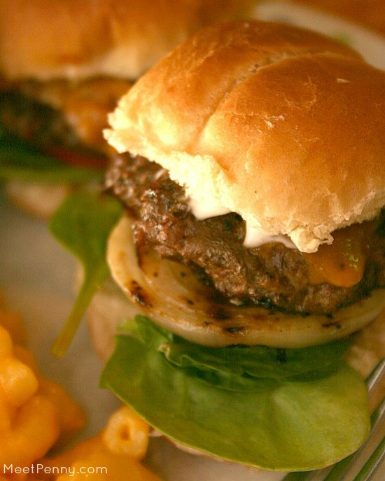 Grilled Onion Cheddar Burger
 Cheddar Slider Burgers with Grilled ions Meet Penny