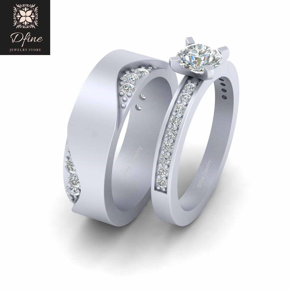 Grooms Wedding Ring
 Classic Diamond Bride Groom Wedding Ring Set