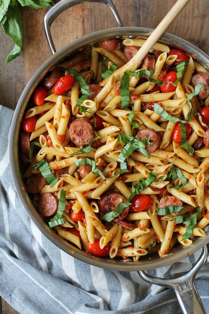 Ground Beef Pasta Recipes No Tomato Sauce
 30 Minute Sausage Pasta with Sun Dried Tomato Pesto The