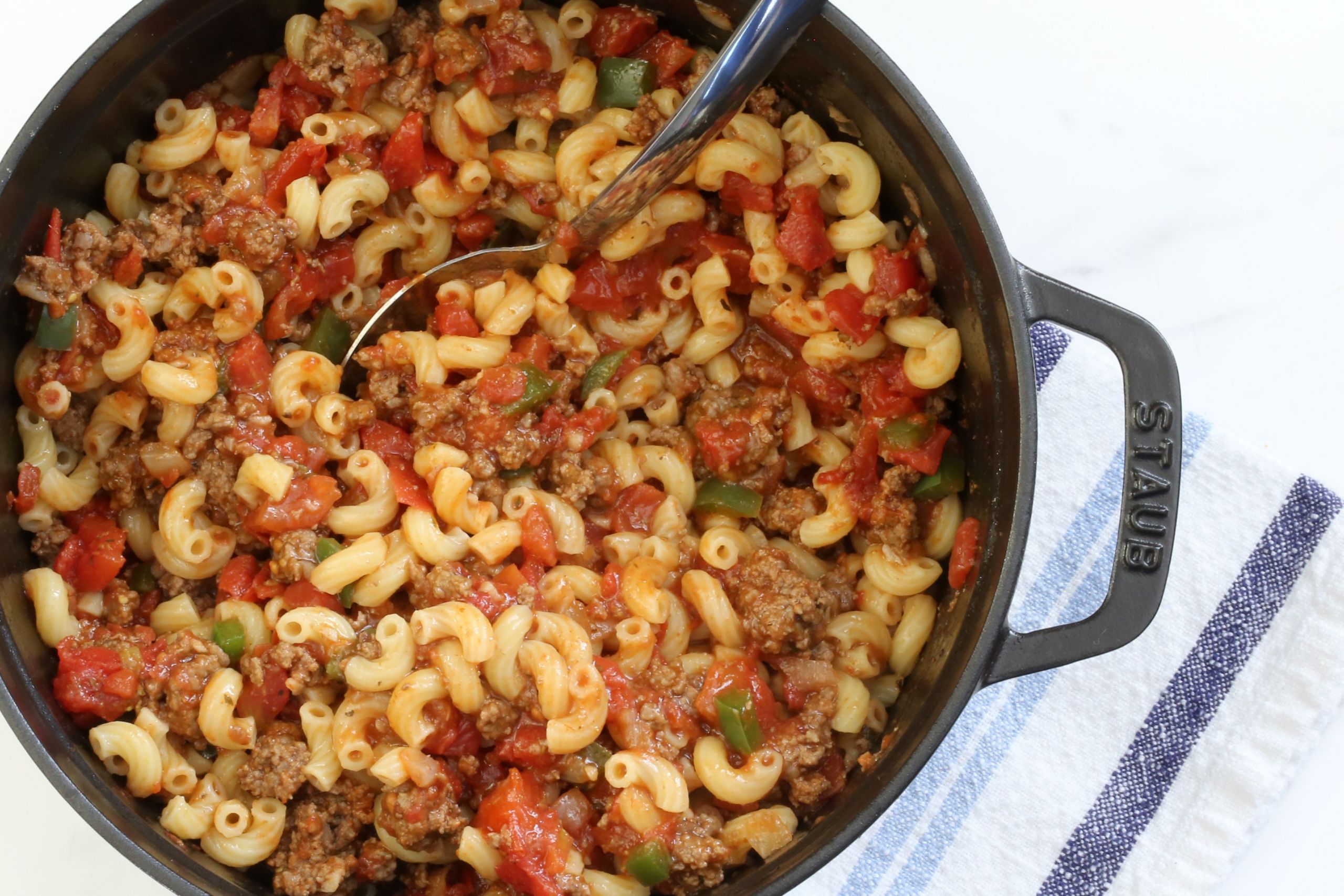 Spicy Pasta with Ground Beef and Tomatoes