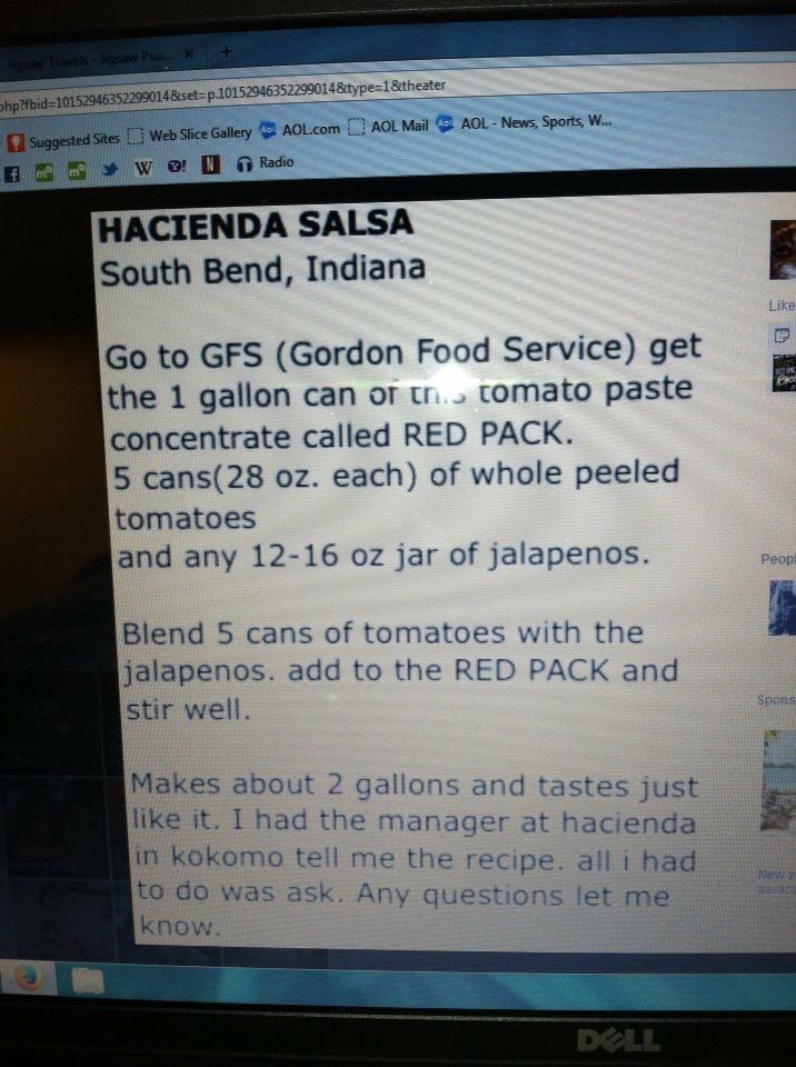 Hacienda Salsa Recipe
 Hacienda Salsa