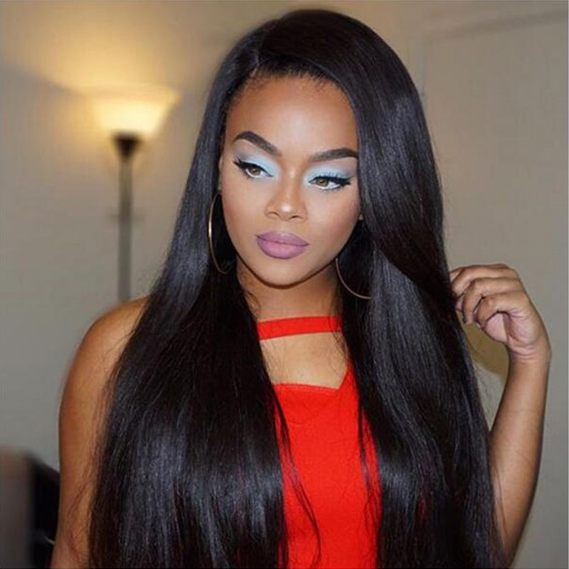 Hairstyles For Natural Straight Black Hair
 Straight Human Hair Wigs for Black Women Natural Black