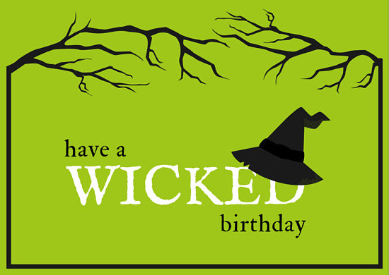 Halloween Birthday Wishes
 Green Wicked Halloween Birthday Card Templates by Canva