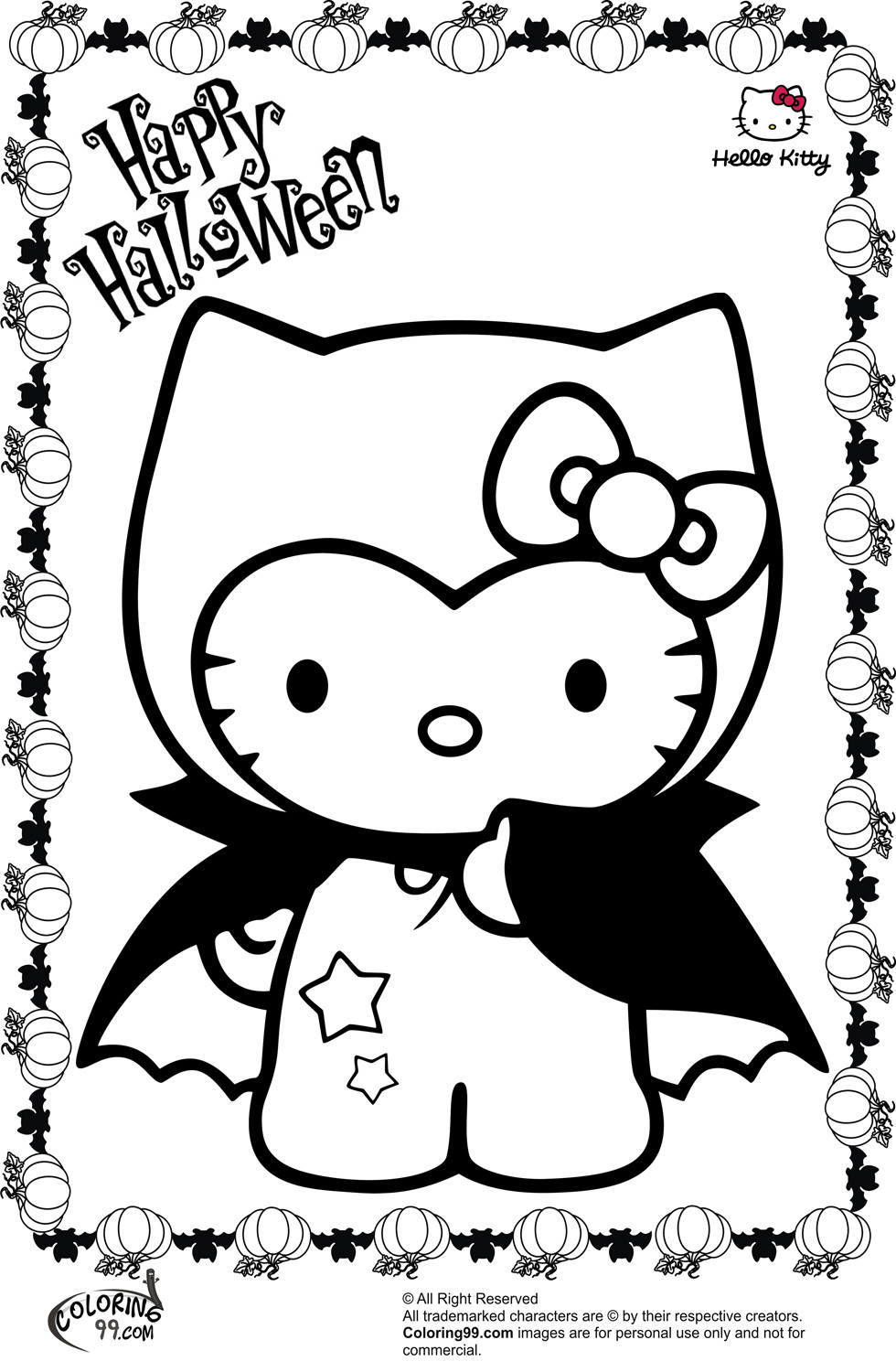 Halloween Coloring Pictures For Kids
 Hello Kitty Halloween Coloring Pages