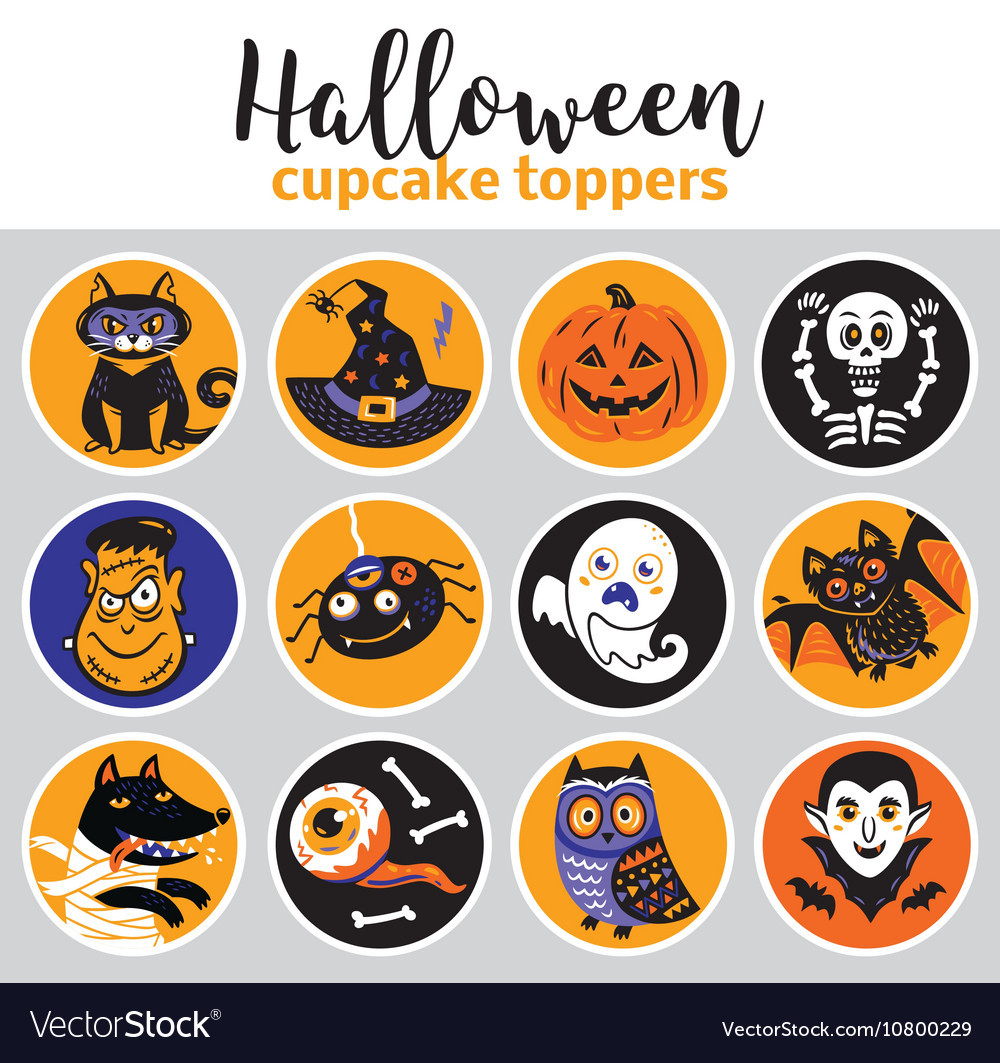 Halloween Cupcakes Toppers
 Halloween cupcake toppers Royalty Free Vector Image