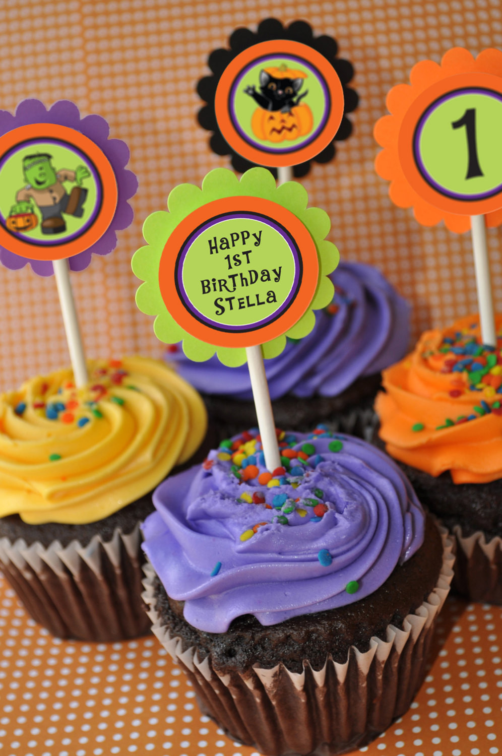 Halloween Cupcakes Toppers
 Halloween Cupcake Toppers – 1st Birthday – Halloween